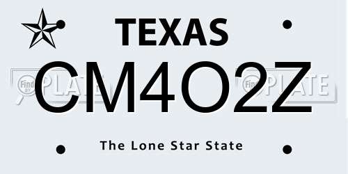 CM4O2Z Texas License Plate