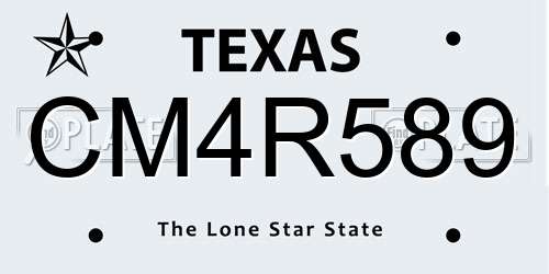 CM4R589 Texas License Plate