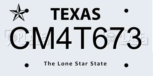 CM4T673 Texas License Plate