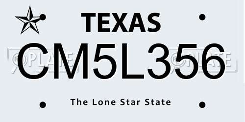 CM5L356 Texas License Plate