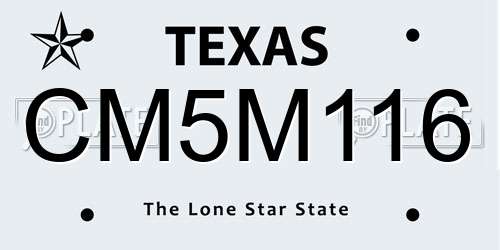 CM5M116 Texas License Plate