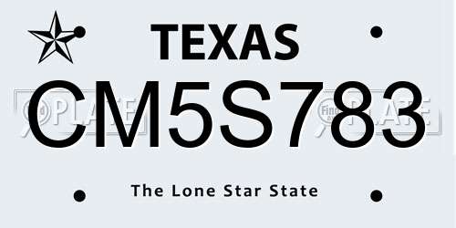 CM5S783 Texas License Plate