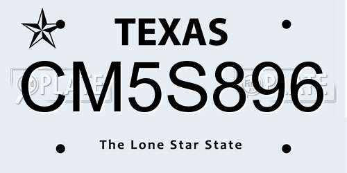 CM5S896 Texas License Plate