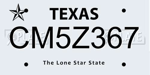 CM5Z367 Texas License Plate