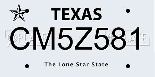 CM5Z581 Texas License Plate