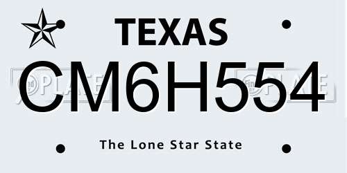 CM6H554 Texas License Plate