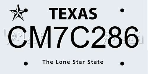 CM7C286 Texas License Plate