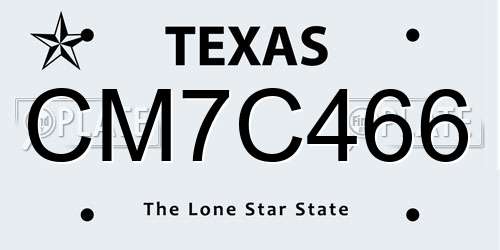 CM7C466 Texas License Plate