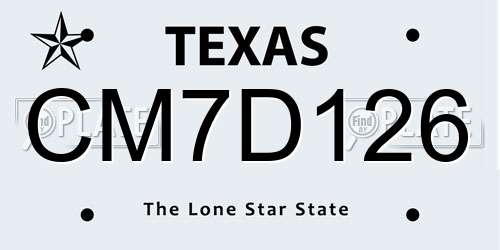 CM7D126 Texas License Plate