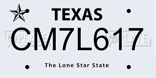 CM7L617 Texas License Plate