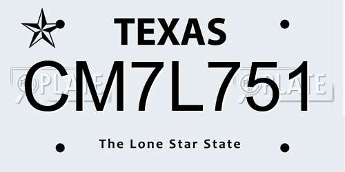 CM7L751 Texas License Plate