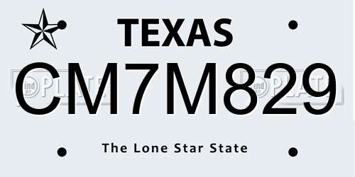CM7M829 Texas License Plate