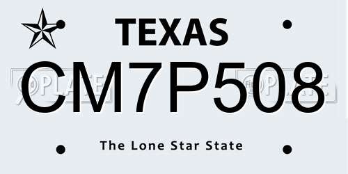 CM7P508 Texas License Plate