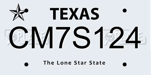 CM7S124 Texas License Plate