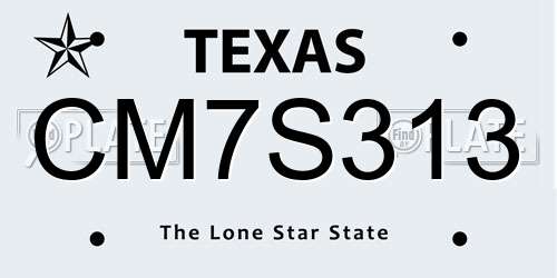 CM7S313 Texas License Plate