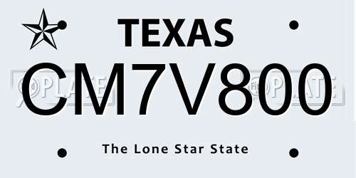 CM7V800 Texas License Plate
