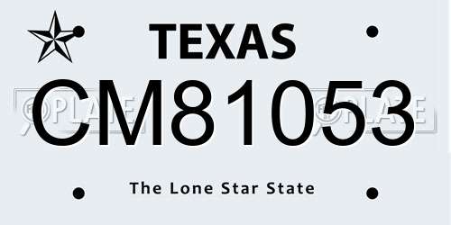 CM81053 Texas License Plate
