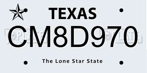 CM8D970 Texas License Plate