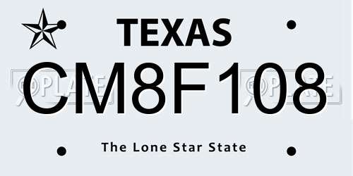 CM8F108 Texas License Plate