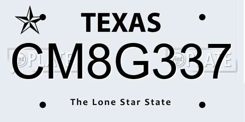 CM8G337 Texas License Plate