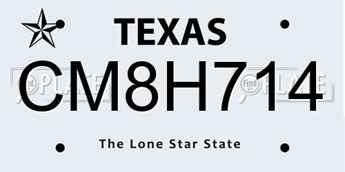 CM8H714 Texas License Plate