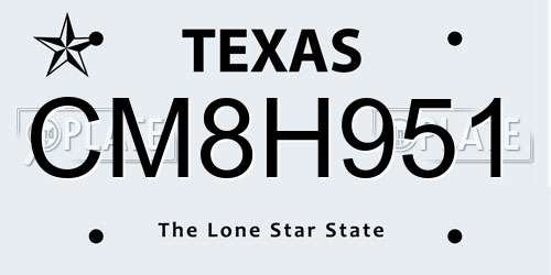 CM8H951 Texas License Plate