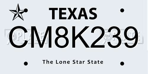 CM8K239 Texas License Plate