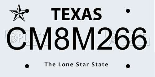 CM8M266 Texas License Plate