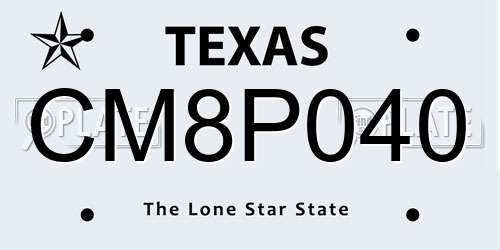 CM8P040 Texas License Plate