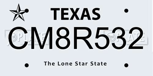 CM8R532 Texas License Plate