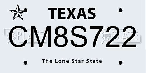 CM8S722 Texas License Plate