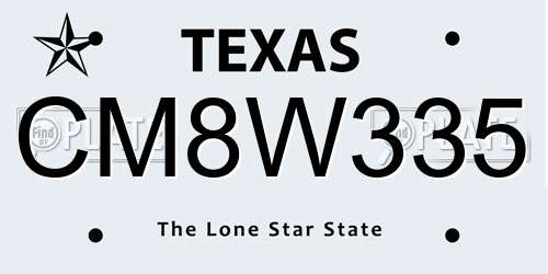 CM8W335 Texas License Plate