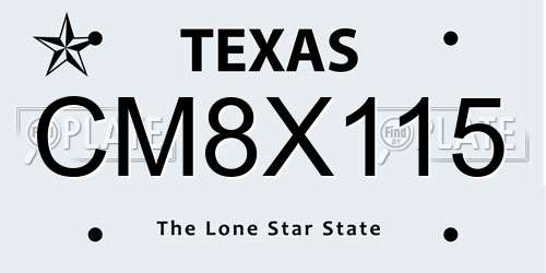 CM8X115 Texas License Plate