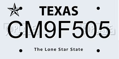CM9F505 Texas License Plate