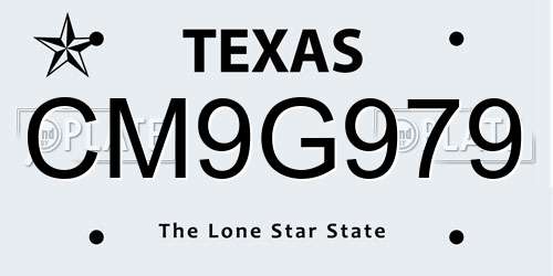 CM9G979 Texas License Plate