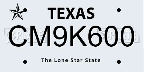 CM9K600 Texas License Plate