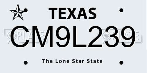 CM9L239 Texas License Plate