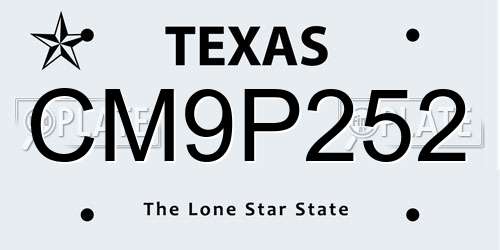 CM9P252 Texas License Plate