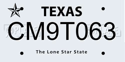 CM9T063 Texas License Plate