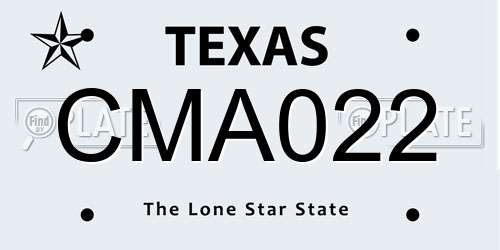 CMA022 Texas License Plate
