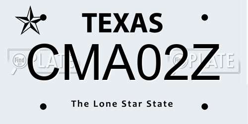 CMA02Z Texas License Plate