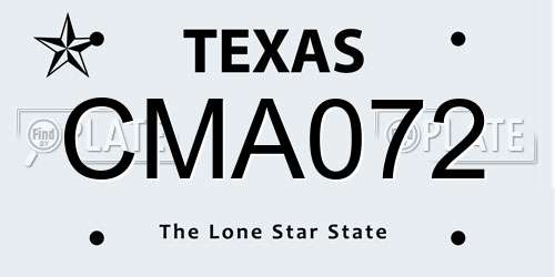 CMA072 Texas License Plate