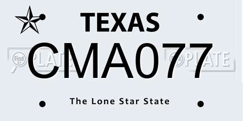 CMA077 Texas License Plate