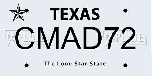 CMAD72 Texas License Plate