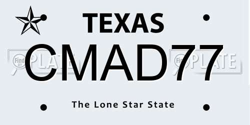 CMAD77 Texas License Plate