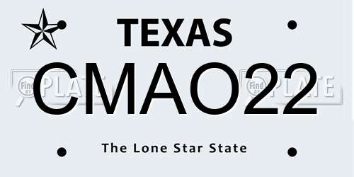 CMAO22 Texas License Plate