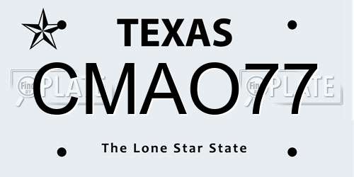 CMAO77 Texas License Plate