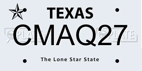 CMAQ27 Texas License Plate