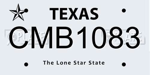 CMB1083 Texas License Plate