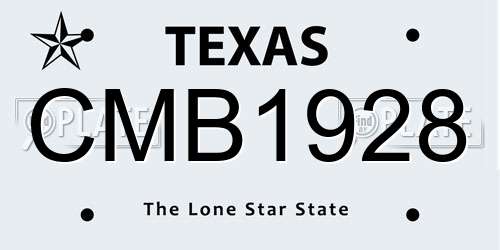 CMB1928 Texas License Plate